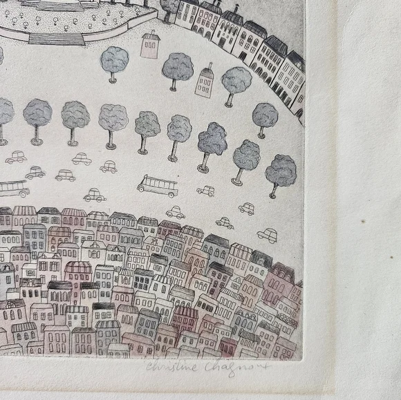 Christine Chagnoux Montmarte 1960s Signed Numbered Muted Water Color Litho Paris - Picture 3 of 16